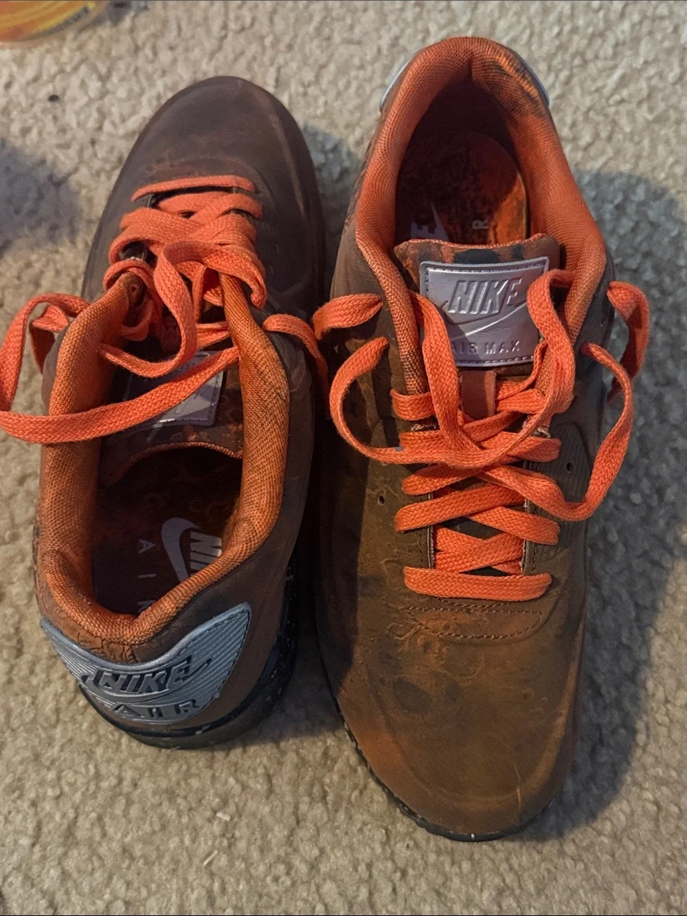 Nike Air Men’s Brown Sneakers with Orange Laces